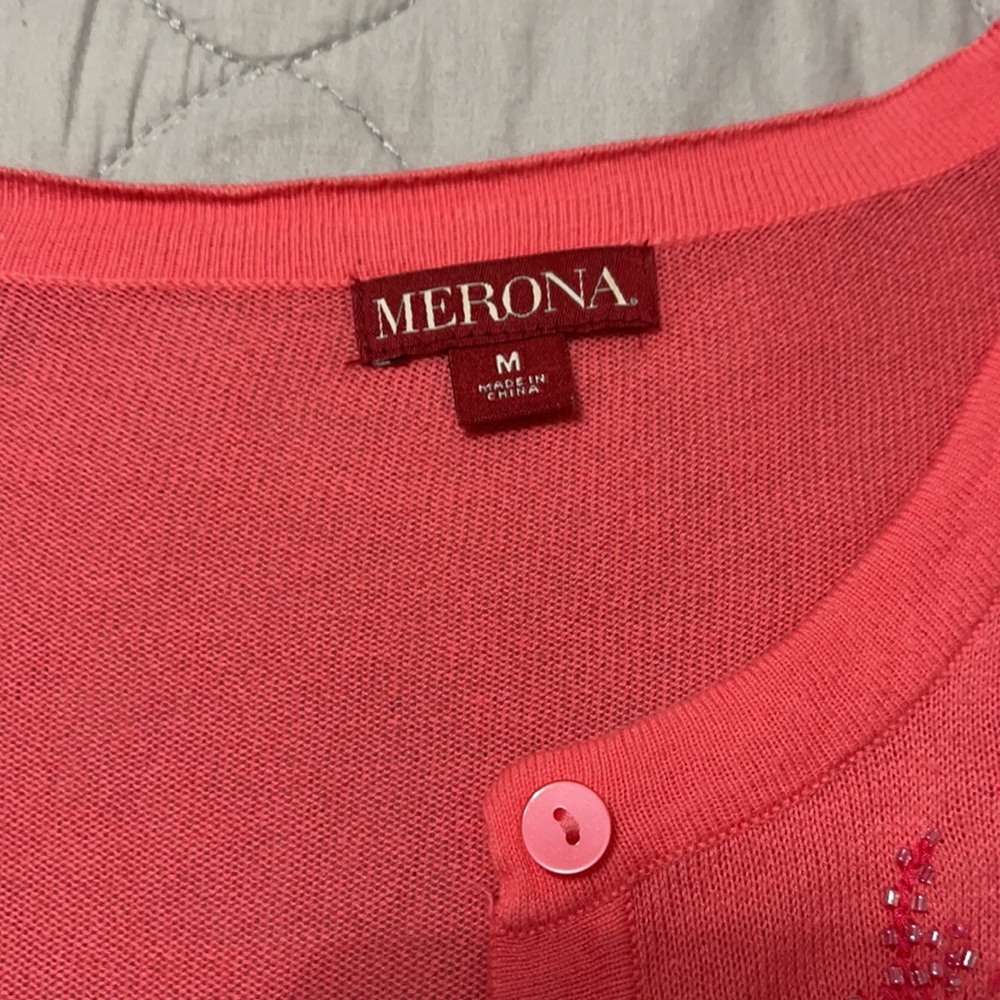 Merona coral quarter sleeve cardigan - Picture 2 of 7